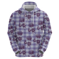 Purple Palaka Hawaii Hoodie Hawaiian Lehua Blossoms