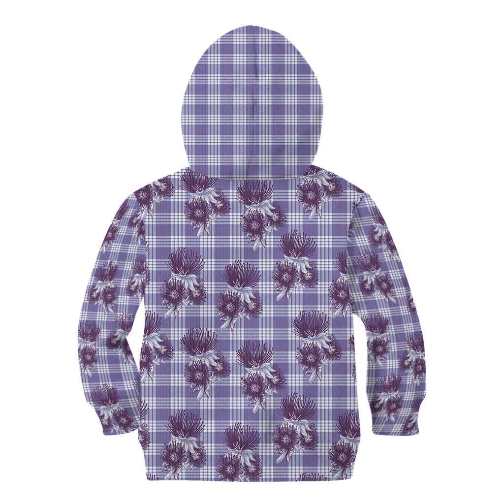 Purple Palaka Hawaii Kid Hoodie Hawaiian Lehua Blossoms