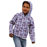 Purple Palaka Hawaii Kid Hoodie Hawaiian Lehua Blossoms