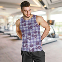 Purple Palaka Hawaii Men Tank Top Hawaiian Lehua Blossoms LT05 Purple - Polynesian Pride