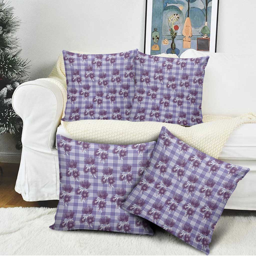 Purple Palaka Hawaii Pillow Cover Hawaiian Lehua Blossoms