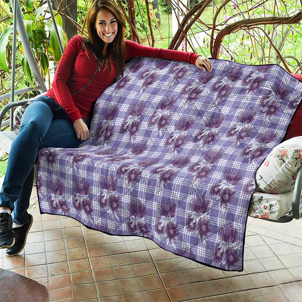 Purple Palaka Hawaii Quilt Hawaiian Lehua Blossoms