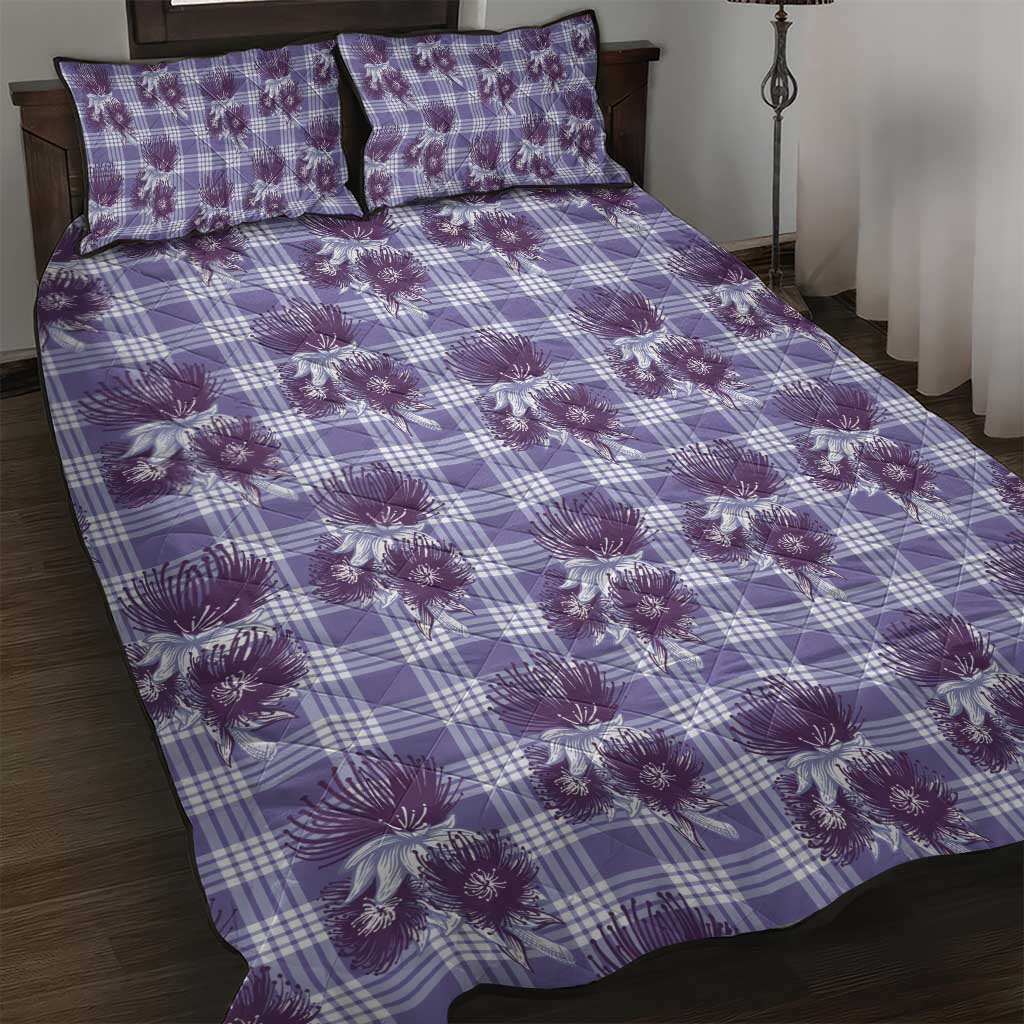 Purple Palaka Hawaii Quilt Bed Set Hawaiian Lehua Blossoms