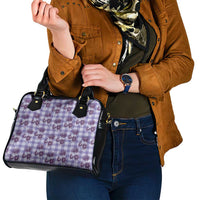 Purple Palaka Hawaii Shoulder Handbag Hawaiian Lehua Blossoms