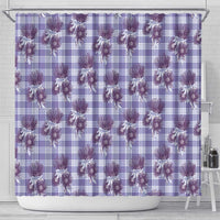 Purple Palaka Hawaii Shower Curtain Hawaiian Lehua Blossoms