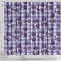 Purple Palaka Hawaii Shower Curtain Hawaiian Lehua Blossoms