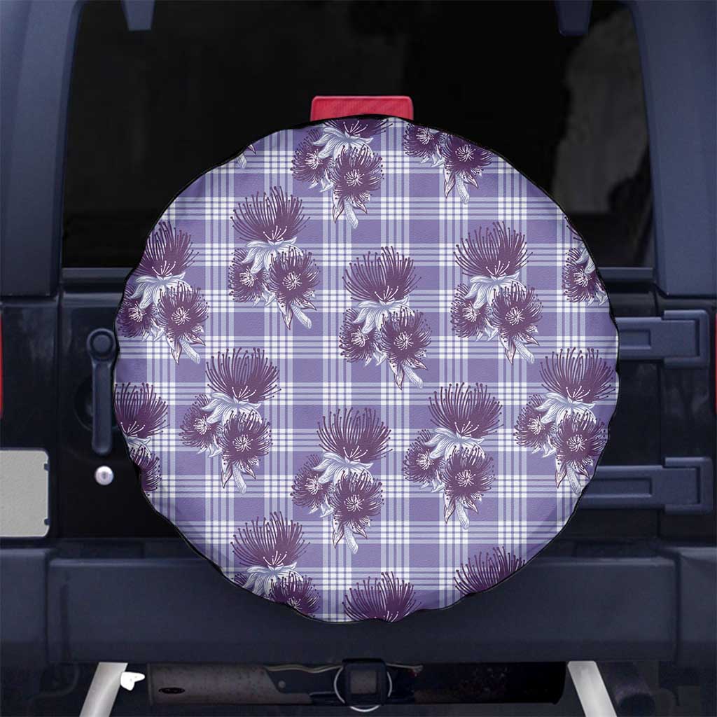 Purple Palaka Hawaii Spare Tire Cover Hawaiian Lehua Blossoms