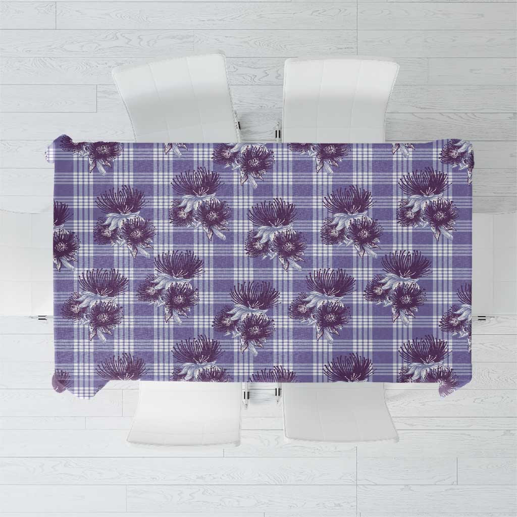 Purple Palaka Hawaii Tablecloth Hawaiian Lehua Blossoms