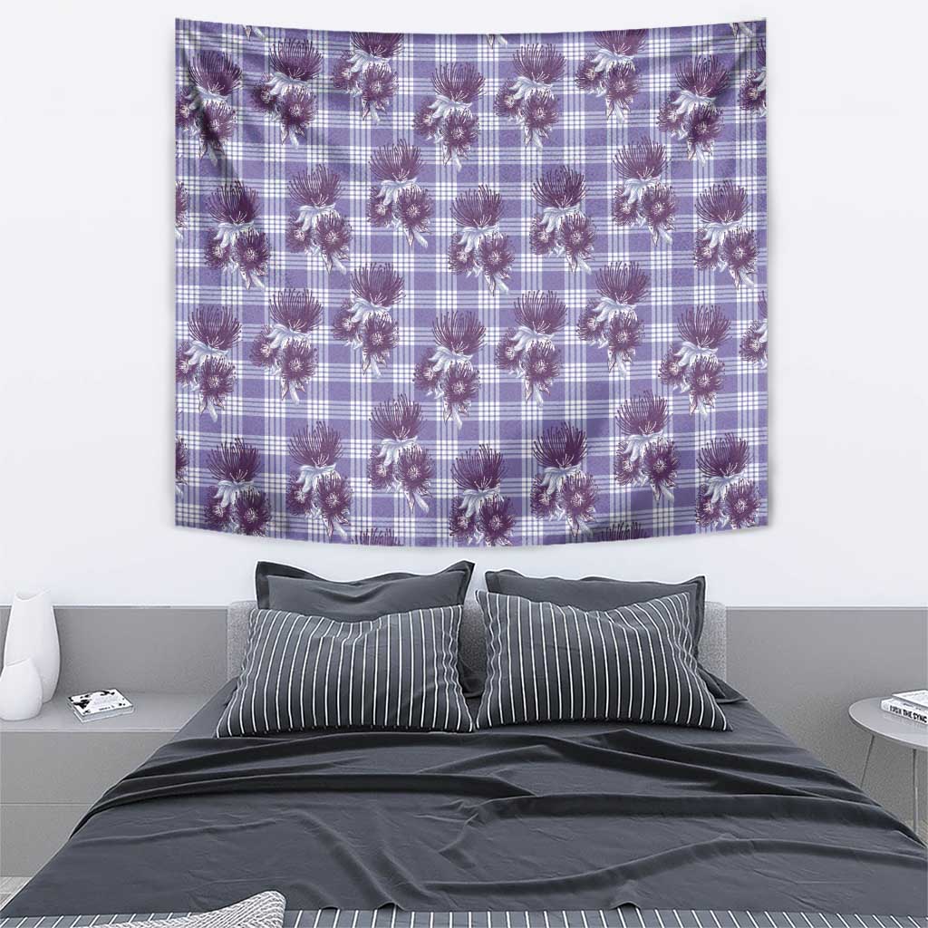 Purple Palaka Hawaii Tapestry Hawaiian Lehua Blossoms