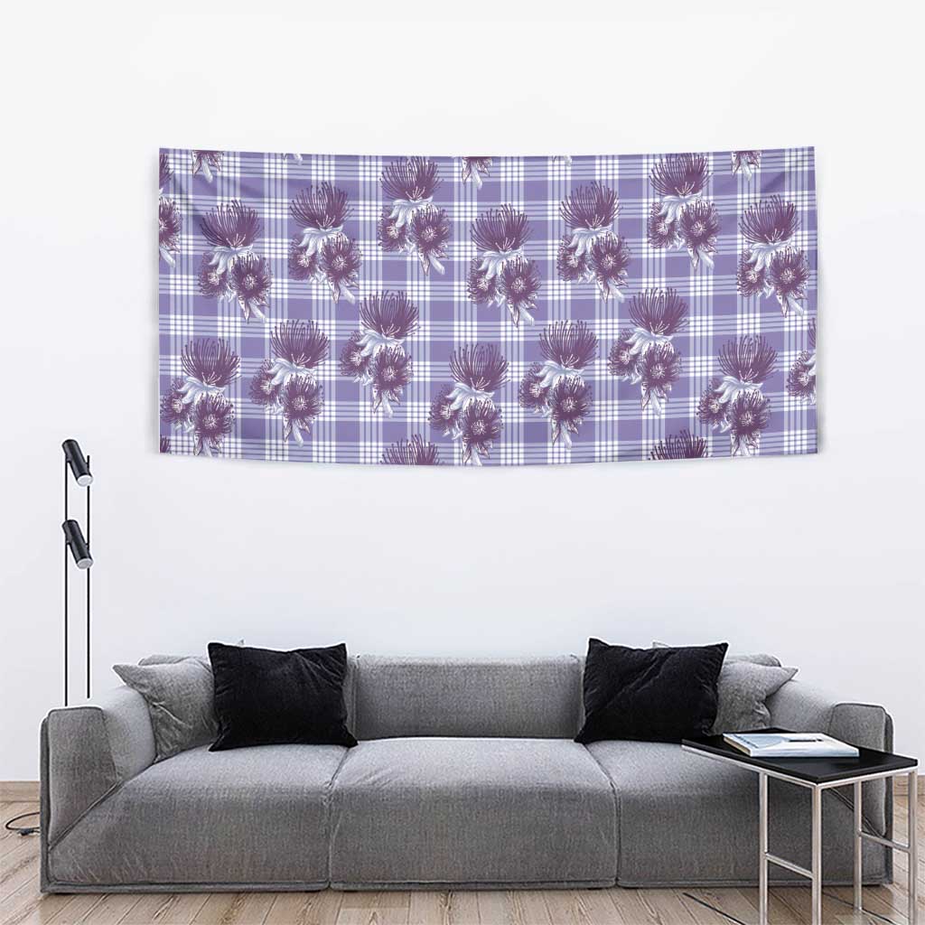 Purple Palaka Hawaii Tapestry Hawaiian Lehua Blossoms