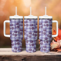 Purple Palaka Hawaii Tumbler With Handle Hawaiian Lehua Blossoms LT05 - Polynesian Pride