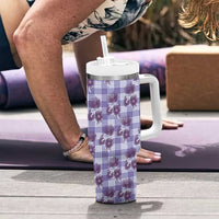 Purple Palaka Hawaii Tumbler With Handle Hawaiian Lehua Blossoms LT05 - Polynesian Pride