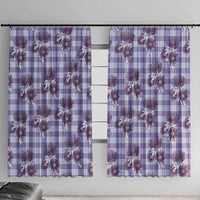 Purple Palaka Hawaii Window Curtain Hawaiian Lehua Blossoms