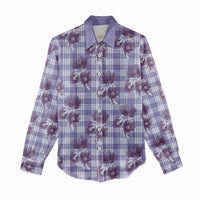 Purple Palaka Hawaii Women Casual Shirt Hawaiian Lehua Blossoms LT05 - Polynesian Pride