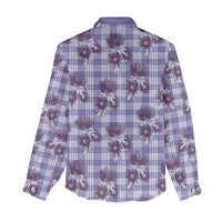 Purple Palaka Hawaii Women Casual Shirt Hawaiian Lehua Blossoms LT05 - Polynesian Pride