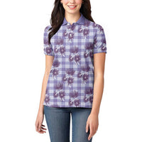 Purple Palaka Hawaii Women Polo Shirt Hawaiian Lehua Blossoms LT05 - Polynesian Pride