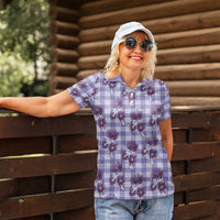 Purple Palaka Hawaii Women Polo Shirt Hawaiian Lehua Blossoms LT05 - Polynesian Pride