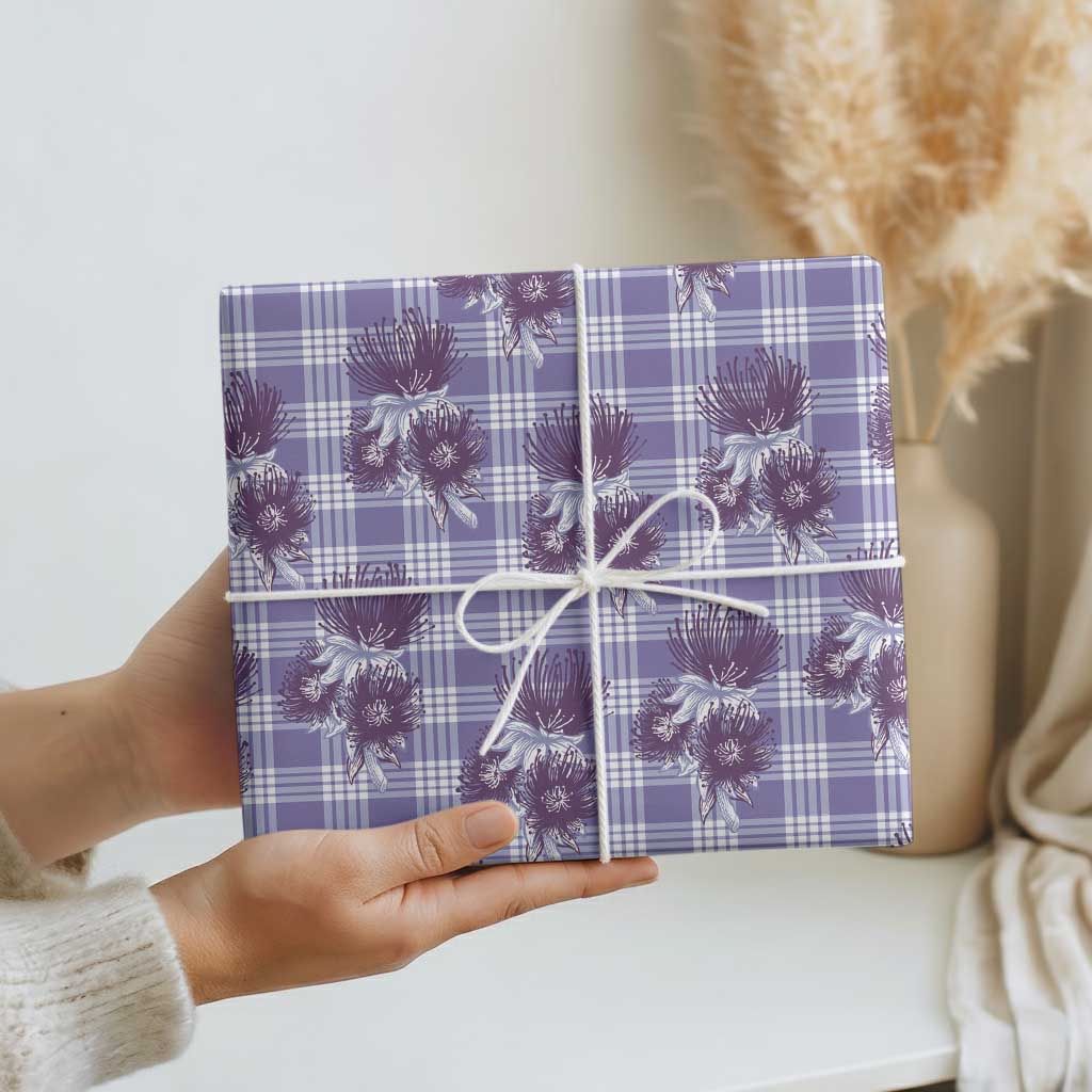 Purple Palaka Hawaii Wrapping Paper Hawaiian Lehua Blossoms