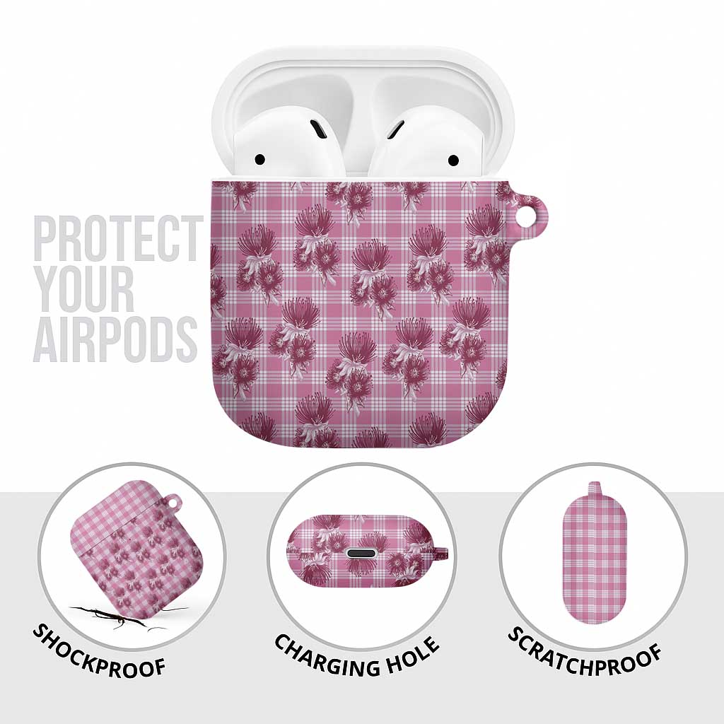 Pink Palaka Hawaii AirPods Case Hawaiian Lehua Blossoms