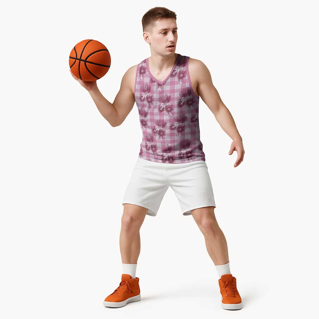Pink Palaka Hawaii Basketball Jersey Hawaiian Lehua Blossoms