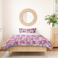 Pink Palaka Hawaii Bedding Set Hawaiian Lehua Blossoms
