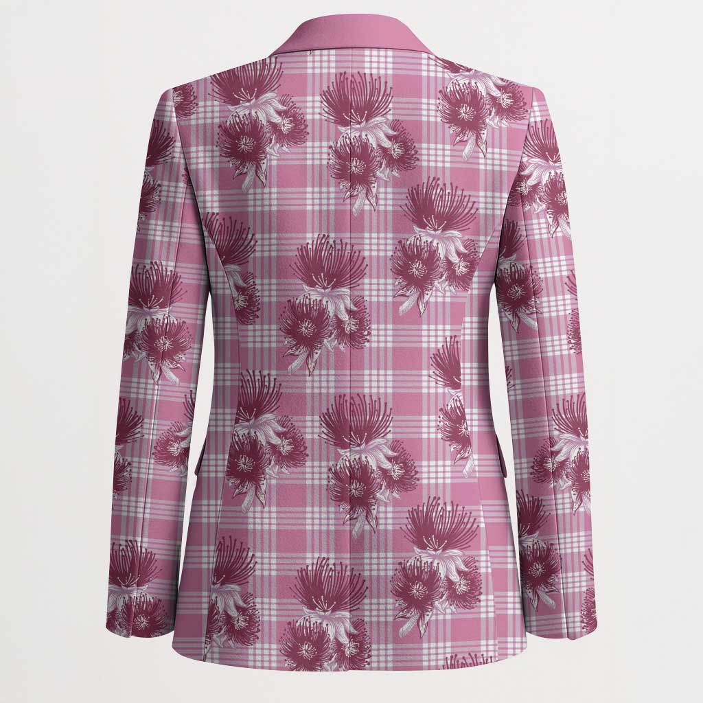 Pink Palaka Hawaii Blazer Hawaiian Lehua Blossoms