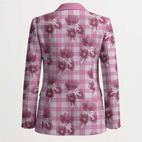 Pink Palaka Hawaii Blazer Hawaiian Lehua Blossoms