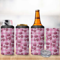 Pink Palaka Hawaii 4 in 1 Can Cooler Tumbler Hawaiian Lehua Blossoms LT05 - Polynesian Pride