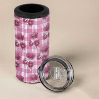 Pink Palaka Hawaii 4 in 1 Can Cooler Tumbler Hawaiian Lehua Blossoms LT05 - Polynesian Pride
