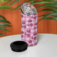 Pink Palaka Hawaii 4 in 1 Can Cooler Tumbler Hawaiian Lehua Blossoms LT05 - Polynesian Pride