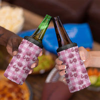 Pink Palaka Hawaii 4 in 1 Can Cooler Tumbler Hawaiian Lehua Blossoms LT05 - Polynesian Pride