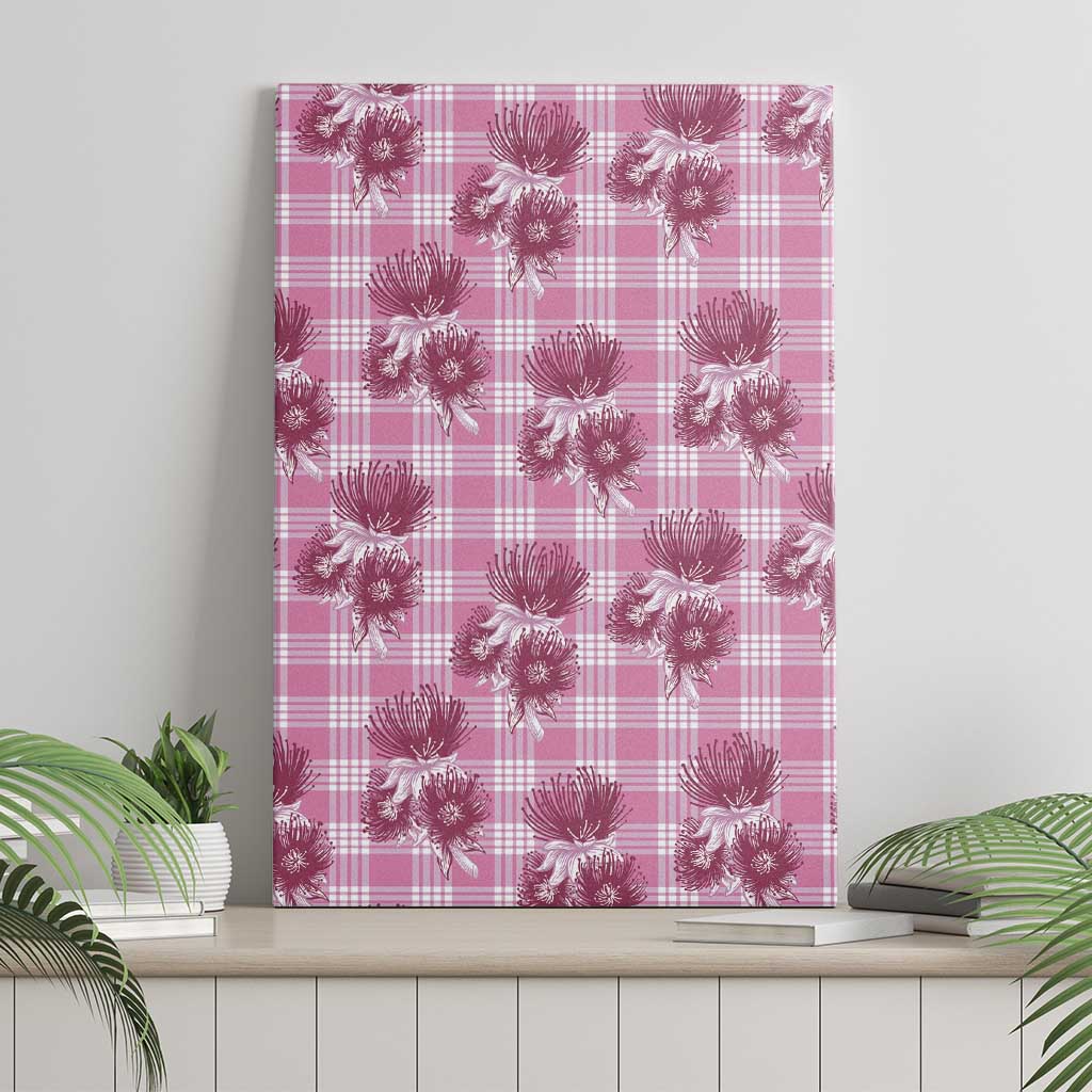 Pink Palaka Hawaii Canvas Wall Art Hawaiian Lehua Blossoms