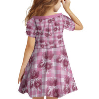Pink Palaka Hawaii Family Matching Long Sleeve Bodycon Dress and Hawaiian Shirt Hawaiian Lehua Blossoms