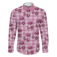 Pink Palaka Hawaii Family Matching Mermaid Dress and Hawaiian Shirt Hawaiian Lehua Blossoms