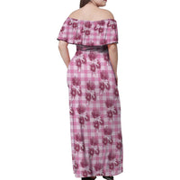 Pink Palaka Hawaii Family Matching Off Shoulder Maxi Dress and Hawaiian Shirt Hawaiian Lehua Blossoms