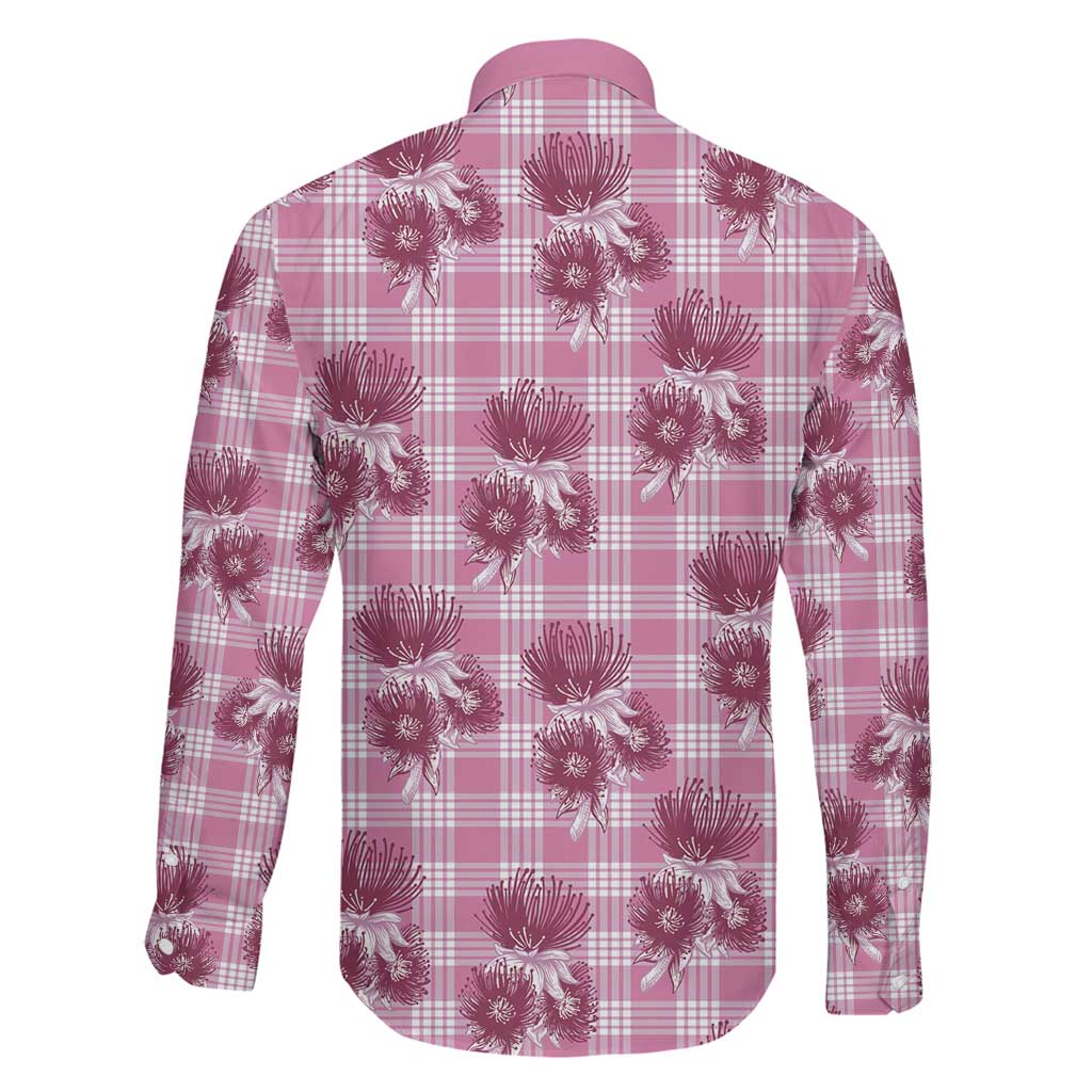 Pink Palaka Hawaii Family Matching Tank Maxi Dress and Hawaiian Shirt Hawaiian Lehua Blossoms