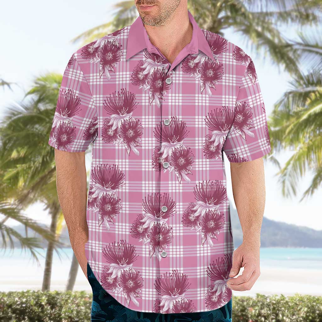 Pink Palaka Hawaii Hawaiian Shirt Hawaiian Lehua Blossoms LT05 - Polynesian Pride