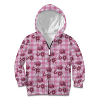 Pink Palaka Hawaii Kid Hoodie Hawaiian Lehua Blossoms LT05 Zip Hoodie Pink - Polynesian Pride