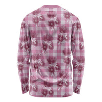 Pink Palaka Hawaii Long Sleeve Shirt Hawaiian Lehua Blossoms