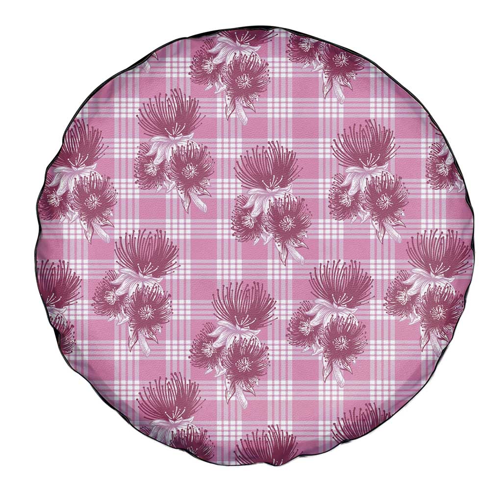 Pink Palaka Hawaii Spare Tire Cover Hawaiian Lehua Blossoms