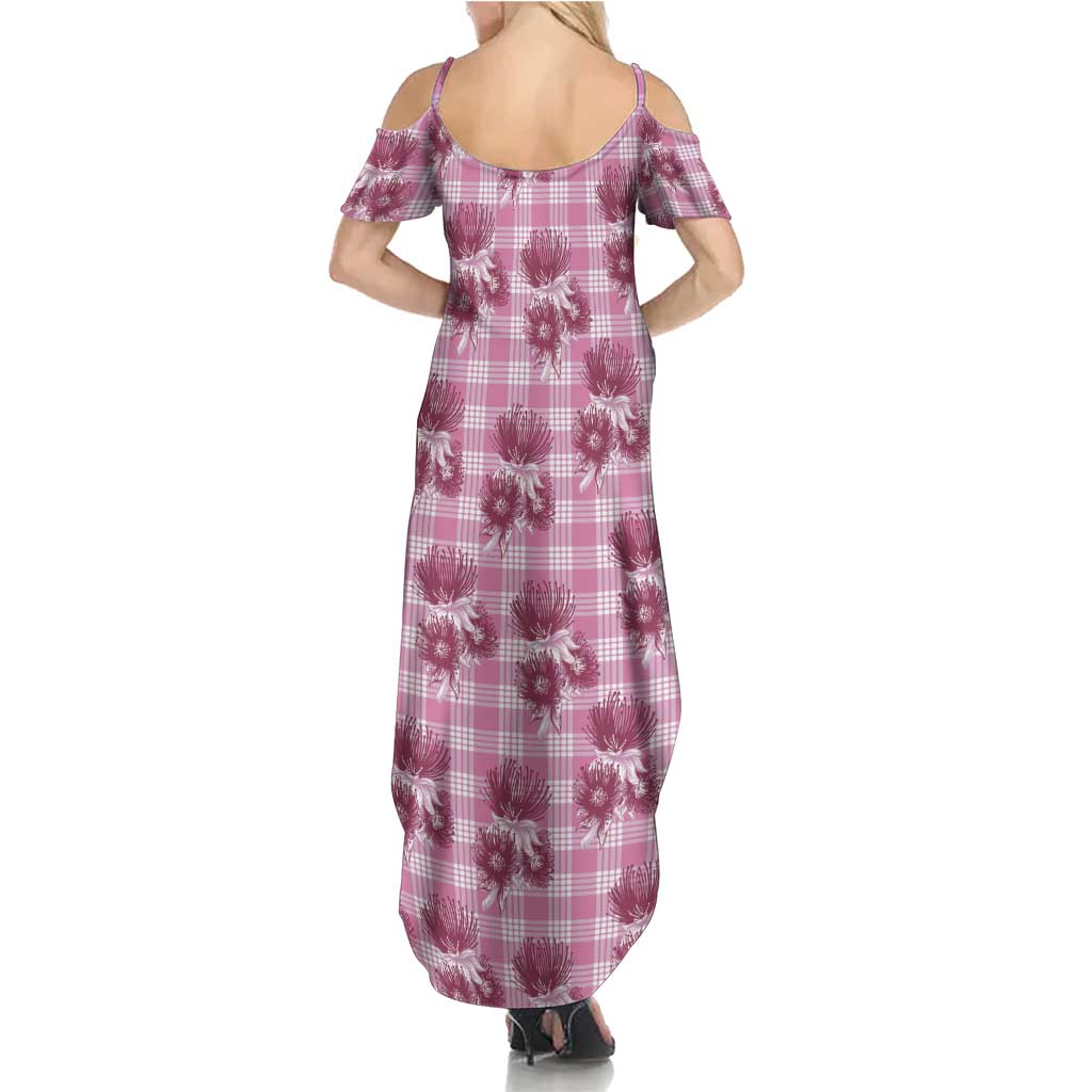 Pink Palaka Hawaii Summer Maxi Dress Hawaiian Lehua Blossoms LT05 - Polynesian Pride