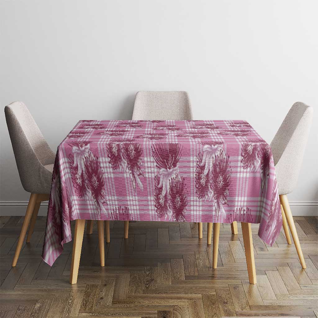 Pink Palaka Hawaii Tablecloth Hawaiian Lehua Blossoms