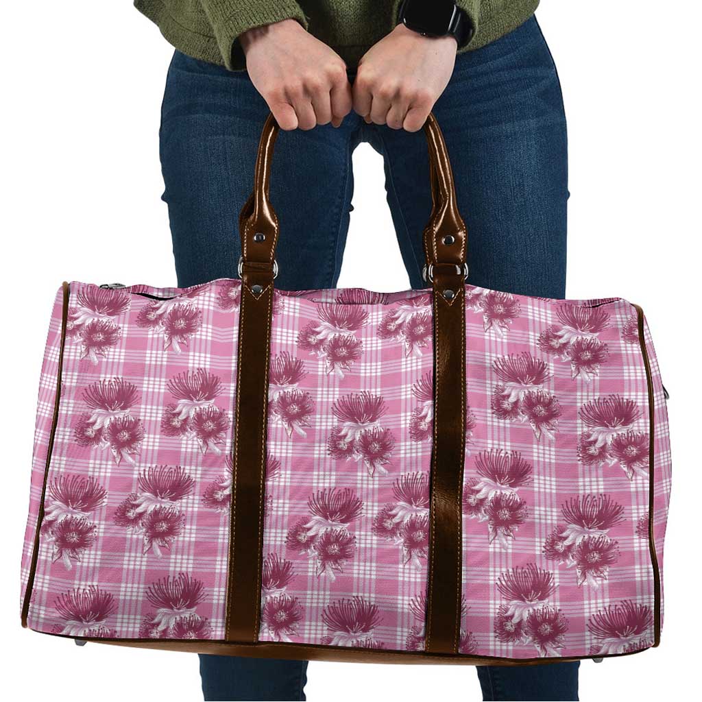 Pink Palaka Hawaii Travel Bag Hawaiian Lehua Blossoms LT05 Pink - Polynesian Pride
