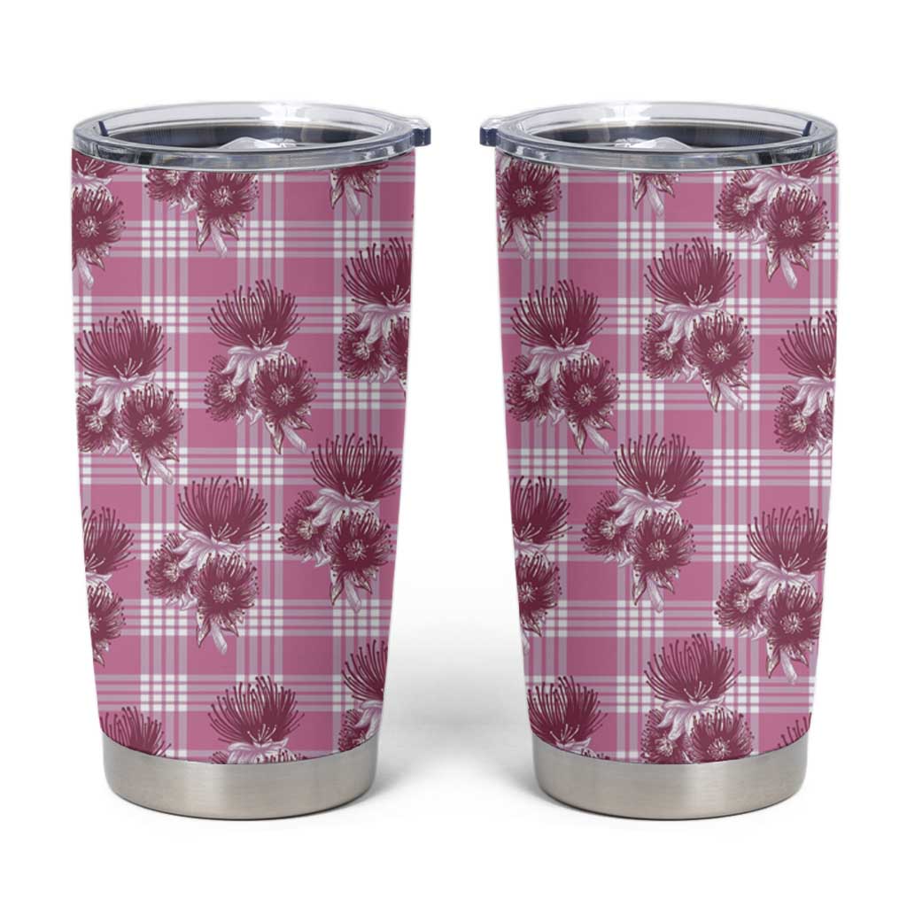 Pink Palaka Hawaii Tumbler Cup Hawaiian Lehua Blossoms LT05 Pink - Polynesian Pride