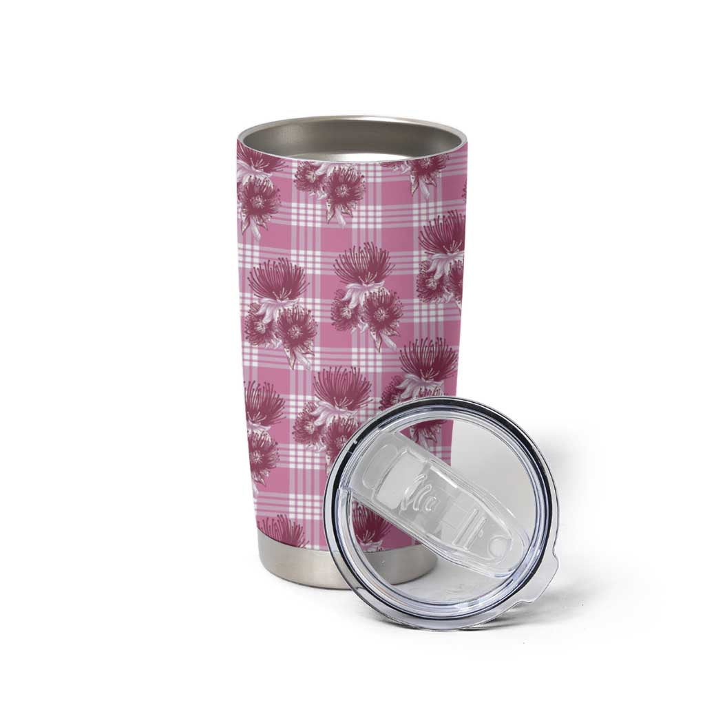 Pink Palaka Hawaii Tumbler Cup Hawaiian Lehua Blossoms LT05 - Polynesian Pride