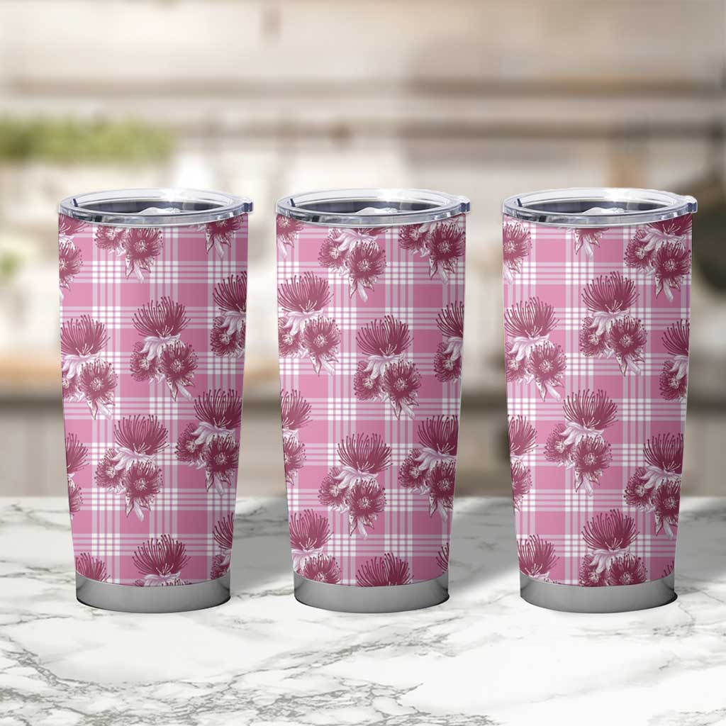 Pink Palaka Hawaii Tumbler Cup Hawaiian Lehua Blossoms LT05 - Polynesian Pride