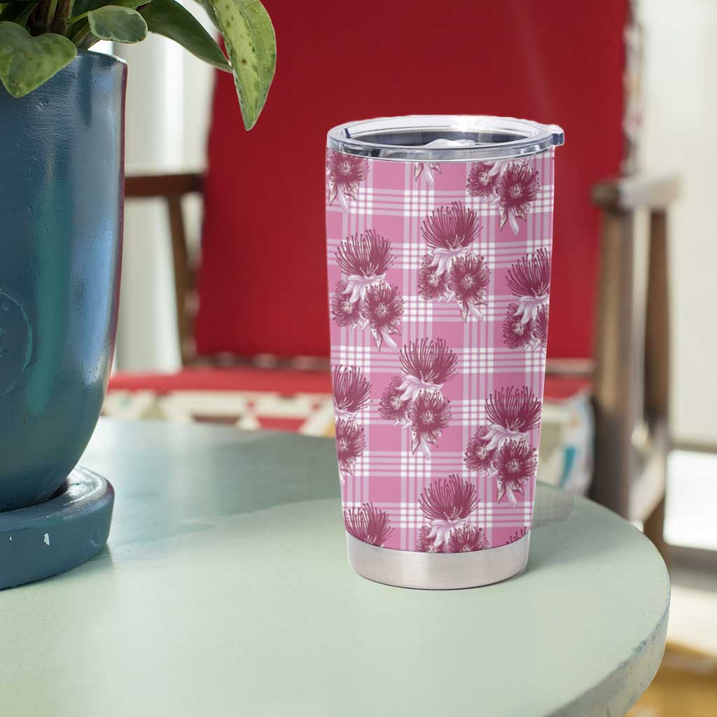 Pink Palaka Hawaii Tumbler Cup Hawaiian Lehua Blossoms LT05 - Polynesian Pride