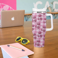 Pink Palaka Hawaii Tumbler With Handle Hawaiian Lehua Blossoms LT05 - Polynesian Pride