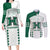 Custom Hawaii Football Couples Matching Long Sleeve Bodycon Dress and Long Sleeve Button Shirt Rainbow Warriors Kakau Pattern LT05 White - Polynesian Pride