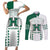 Custom Hawaii Football Couples Matching Short Sleeve Bodycon Dress and Long Sleeve Button Shirt Rainbow Warriors Kakau Pattern LT05 White - Polynesian Pride